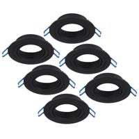 Set van 6 Pedro LED Inbouwspots - Kantelbaar - Diameter 90mm - Rond - GU10 Fitting inbouwarmatuur - IP20 voor binnen - Zwart - thumbnail