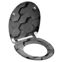 Schutte Duroplast WC-bril GREY HEXAGONS met soft-close en quick-release
 82392 - thumbnail