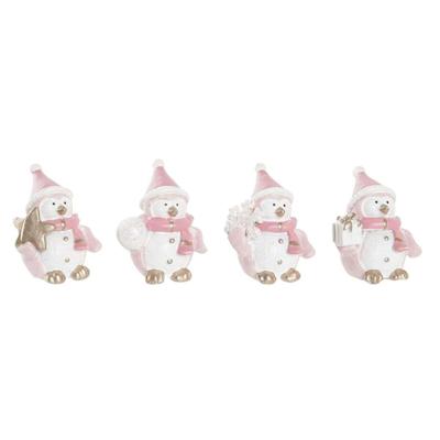 Kerstversiering DKD Home Decor Hars Sneeuwpop (3,5 x 2,5 x 4 cm) (4 Stuks)