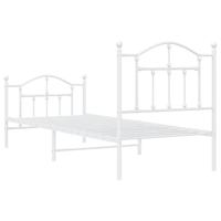 Bedframe met hoofd- en voeteneinde metaal wit 90x200 cm - thumbnail