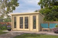 Tuindeco Maggie Blokhut 400x300 cm 40 mm vuren blank- Plat dak- Onbehandeld vurenhout- Tuindeco - thumbnail