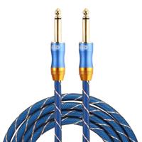 EMK 6.35 mm Male-Male 3 sectie vergulde plug grid nylon gevlochten audio kabel voor Speaker versterker mixer lengte: 1 5 m (blauw) - thumbnail