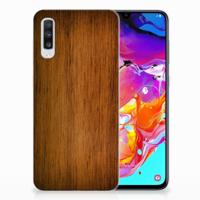 Samsung Galaxy A70 | Bumper Hoesje | Donker Hout - thumbnail