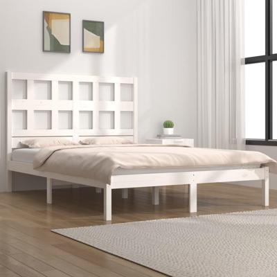Bedframe zonder matras massief grenenhout wit 200x200 cm