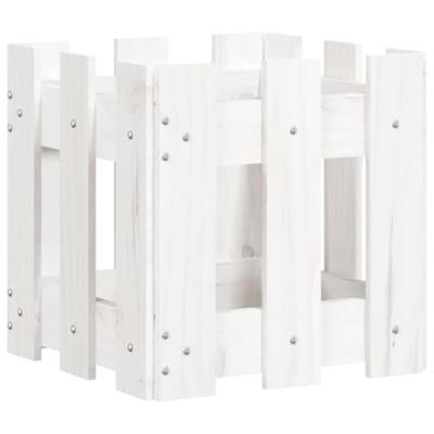 Plantenbak met hekontwerp 30x30x30 cm massief grenenhout wit Plantenbak met hekontwerp 30x30x30 cm massief grenenhout wit