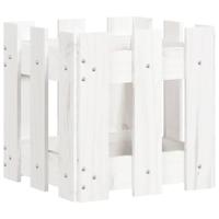 Plantenbak met hekontwerp 30x30x30 cm massief grenenhout wit - thumbnail