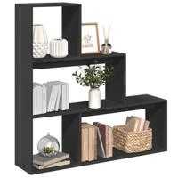 Kamerscherm / boekenkast 3-laags 123x29x123 cm hout zwart - thumbnail