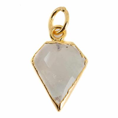 Edelsteen Hanger Regenboog Maansteen Diamantvorm - Verguld - 15 x 12