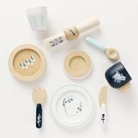 Houten servies Blauw/Wit (10-delig) - thumbnail