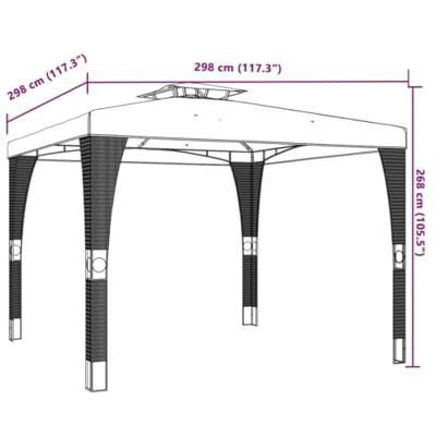 Prieel met dubbel dak 2,98x2,98 m staal antracietkleurig