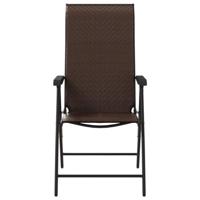 Tuinstoelen 2 st inklapbaar poly rattan bruin - thumbnail