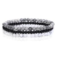 Memphis Stacked Heren Armbanden set - Grey-19cm - thumbnail