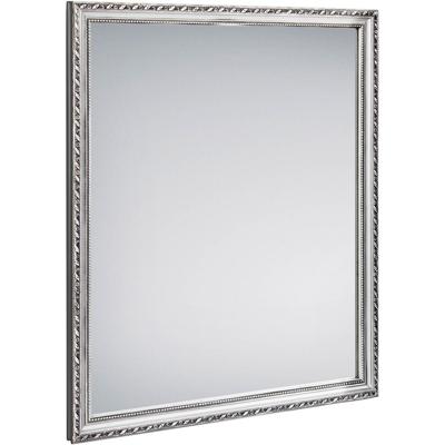 Elegante Rechthoekige Raamspiegel Zilver met Houten Frame