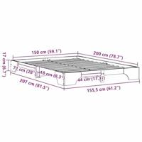 Bedframe Wit 150x200 cm Massief Grenenhout - thumbnail