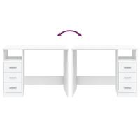 Bureau met lades 102x50x76 cm bewerkt hout wit - thumbnail