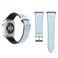 Dot Pattern Leren bandje - Licht blauw - Geschikt voor Apple Watch 44mm / 45mm / 46mm / 49mm - thumbnail