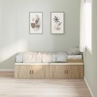 Opbergbedframe met opslag Sonoma eiken 75 x 190 cm Bewerkt hout - thumbnail