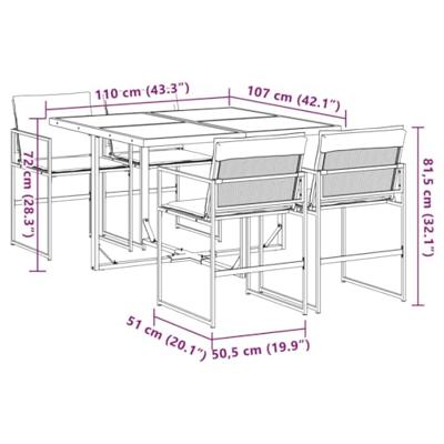 5-delige Tuinset met kussens textileen wit