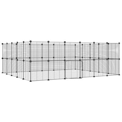 VidaXL Huisdierenkooi met deur 44 panelen 35x35 cm staal zwart