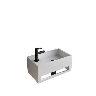 Fonteinset BWS Solid Surface Met Handdoekhouder Links Wit Mat Zwart Boss & Wessing