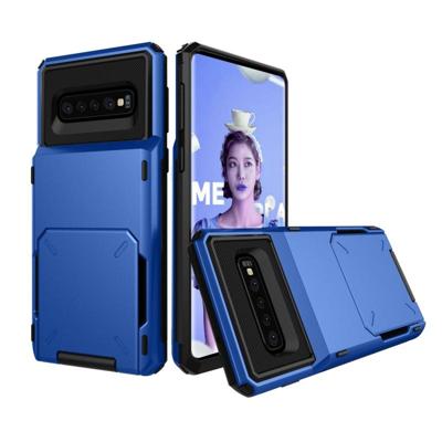 Schokbestendig TPU + PC beschermende case voor Galaxy S10 met kaartsleuf (blauw)