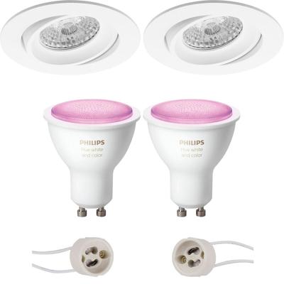 Philips Hue LED Spot Set GU10 - Mat Wit - Kantelbaar - Bluetooth - Ø82mm