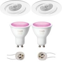 Philips Hue LED Spot Set GU10 - Mat Wit - Kantelbaar - Bluetooth - Ø82mm - thumbnail