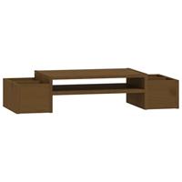 VidaXL Monitorstandaard 70x27,5x15 cm massief grenenhout honingbruin - thumbnail