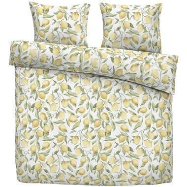 Dekbedovertrek Limone - wit/geel - 240x220 cm - Leen Bakker
