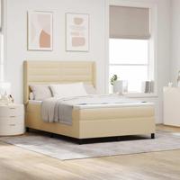 LED Box Spring Bed met matras Crème 160 x 200 cm Stof - thumbnail