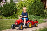 FALK - Rode Supercharger traptractor met te openen motorkap en aanhanger - thumbnail