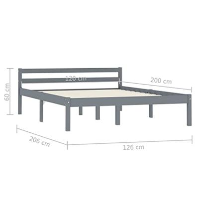 Bedframe massief grenenhout grijs 120x200 cm