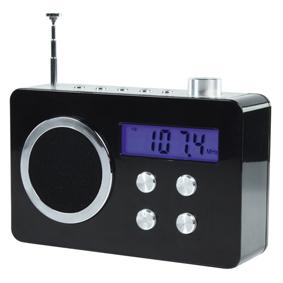 Compacte draagbare FM-radio met ingang voor MP3-speler en telefoon Compacte draagbare FM-radio met ingang voor MP3-speler en telefoon
