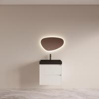 Badmeubelset BWS Riga met Lako Wastafel Zwart 60 Mat Wit - thumbnail