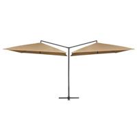VidaXL Parasol dubbel met stalen paal 250x250 cm taupe - thumbnail