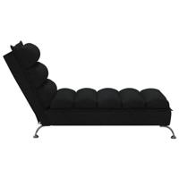 Chaise longue met kussens stof zwart - thumbnail