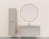 Onderkast Wiesbaden Sulora 120x48 cm Afgeronde Hoeken Geribbeld Met 1 Lade 1 Uitsparing Mat Beige - thumbnail