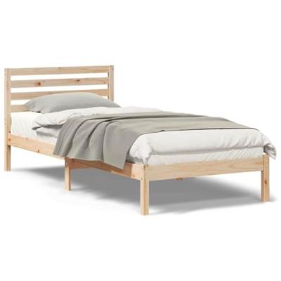 Bedframe met hoofdeinde Bruin 80 x 220 cm Massief grenenhout