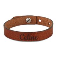 Leren armband voor dames graveren - Bruin - thumbnail