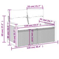 5-delige Loungeset met kussens poly rattan beige - thumbnail