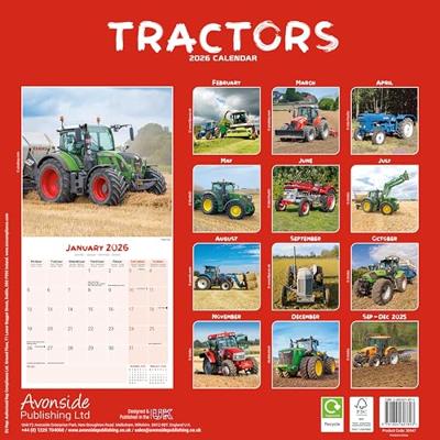 Tractors Calendar 2026 Square Wall Calendar - 16 Month