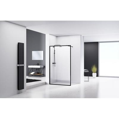 Van Rijn Products ST04 Vaste wand - 138x200cm - helder glas - dikte 8mm - incl. stabilisatiestang - 120cm - zwart ST04140KP