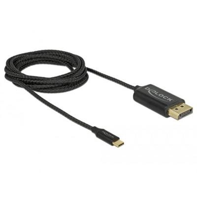 Delock 83710 USB-C-kabel DisplayPort / USB Aansluitkabel USB-C stekker, DisplayPort-stekker 2 m Zwart Vergulde steekcontacten, 4K UHD