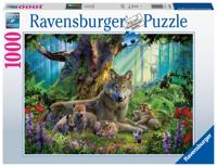Puzzel Ravensburger Familie wolf in het bos 1000 stukjes - thumbnail