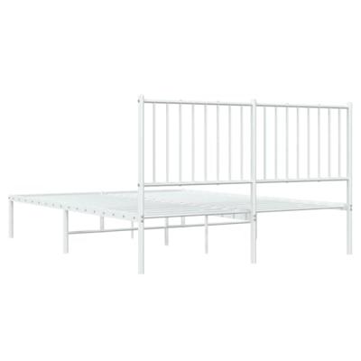 Bedframe met hoofdeinde staal wit 196x146x90,5 cm - thumbnail