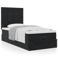 Ottoman bed met matrassen 80x200cm fluweel zwart - thumbnail