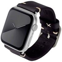 JT Berlin Alex Vintage armband voor Apple Watch 42 mm / 44 mm leren armband [Watch SE, Series 6 / 5 / 4 / 3 / 2 / 1, zacht lederen reserveband, aluminium sluiting] zwart/zilver (maat M/L) - thumbnail