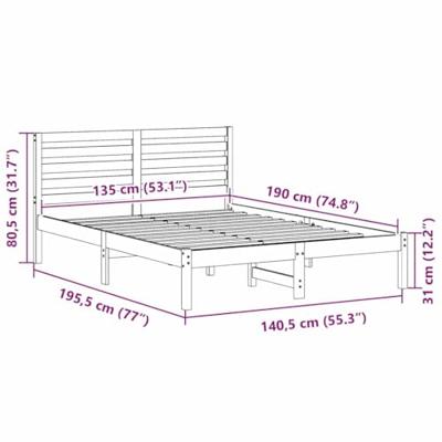 Bedframe met hoofdeinde Wit 135 x 190 cm Massief grenenhout - thumbnail