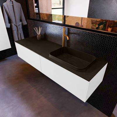 Badkamermeubelset Mondiaz Erin 150 cm met 2 Lades met RIDGE Wastafel Rechts Urban met 1 kraangat Greeploos Mat Talc Badkamermeubelset Mondiaz Erin 150 cm met 2 Lades met RIDGE Wastafel Rechts Urban met 1 kraangat Greeploos Mat Talc