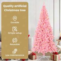 VidaXL Kerstboom met 300 led met standaard roze 180 cm pvc - thumbnail